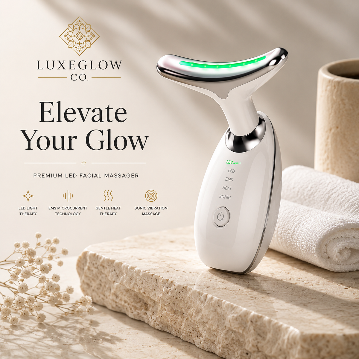 AuraGlow LED Facial Massager
