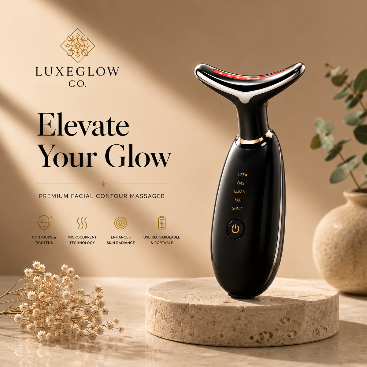 AuraGlow LED Facial Massager lifestyle